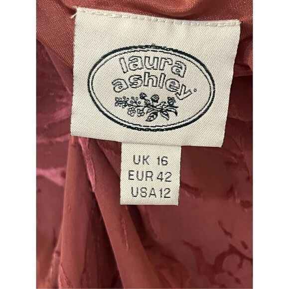 Vintage Laura Ashley Rose Silk Velvet Burnout Dress 12 - Picture 7 of 8